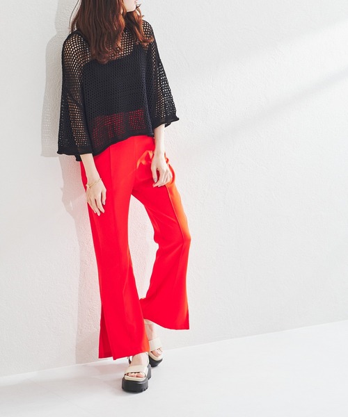 acro（アクロ）の「ショート丈メッシュ編みサマーニット/AC1376（ニット/セーター・レディース・ブラック/ベージュ/イエロー/グリーン・ﾌﾘ-）」の16枚目の写真