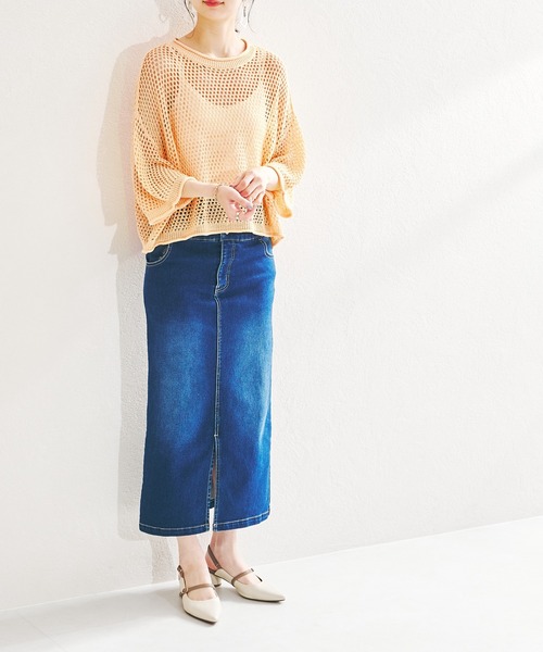 acro（アクロ）の「ショート丈メッシュ編みサマーニット/AC1376（ニット/セーター・レディース・ブラック/ベージュ/イエロー/グリーン・ﾌﾘ-）」の17枚目の写真