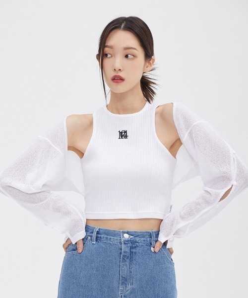 TARGETTO(ターゲット)の「A'GEM/9 × .kom『TARGETTO/ターゲット』SLIT BOLERO CARDIGAN/スリットボレロ カーディガン(カーディガン/ボレロ・レディース・ブラック/ホワイト・FREE)」の2枚目の写真