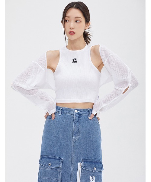 TARGETTO(ターゲット)の「A'GEM/9 × .kom『TARGETTO/ターゲット』SLIT BOLERO CARDIGAN/スリットボレロ カーディガン(カーディガン/ボレロ・レディース・ブラック/ホワイト・FREE)」の3枚目の写真