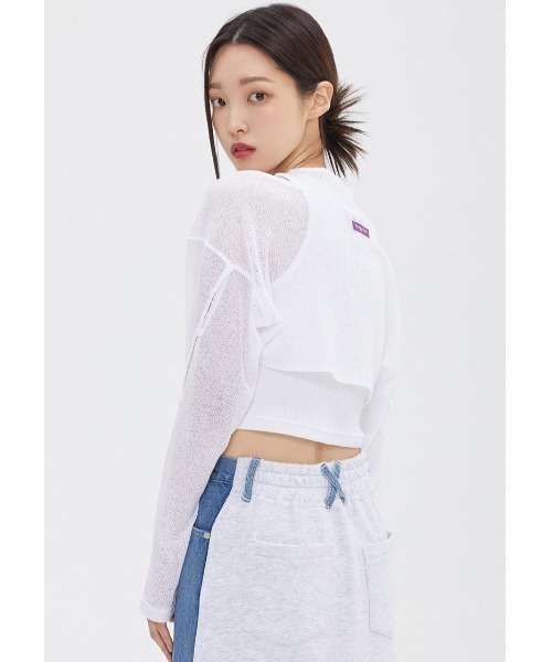 TARGETTO(ターゲット)の「A'GEM/9 × .kom『TARGETTO/ターゲット』SLIT BOLERO CARDIGAN/スリットボレロ カーディガン(カーディガン/ボレロ・レディース・ブラック/ホワイト・FREE)」の6枚目の写真