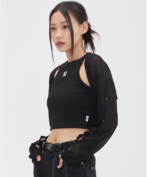 TARGETTO(ターゲット)の「A'GEM/9 × .kom『TARGETTO/ターゲット』SLIT BOLERO CARDIGAN/スリットボレロ カーディガン(カーディガン/ボレロ・レディース・ブラック/ホワイト・FREE)」の10枚目の写真