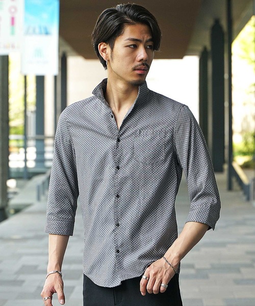 JOKER(ジョーカー)の「【JOKER】ブロックチェックイタリアン7分袖シャツ メンズ 春服(シャツ/ブラウス・メンズ・ブラック/グレー/オフホワイト・M/L/XL)」の1枚目の写真