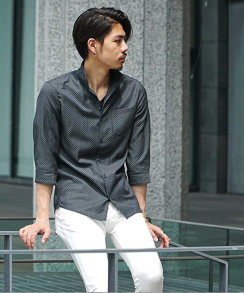 JOKER(ジョーカー)の「【JOKER】ブロックチェックイタリアン7分袖シャツ メンズ 春服(シャツ/ブラウス・メンズ・ブラック/グレー/オフホワイト・M/L/XL)」の4枚目の写真