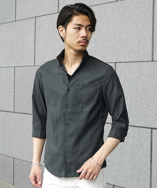 JOKER(ジョーカー)の「【JOKER】ブロックチェックイタリアン7分袖シャツ メンズ 春服(シャツ/ブラウス・メンズ・ブラック/グレー/オフホワイト・M/L/XL)」の16枚目の写真