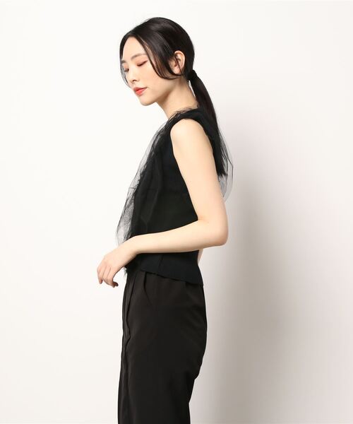 Jasmine Grandiflorum(ジャスミングランディフローラム)の「【Jasmine】チュールドッキングVネックニットトップス (SS)(シャツ/ブラウス・レディース・ピンク/オフホワイト/ホワイト/ブラック/ベージュ・FREE)」の11枚目の写真