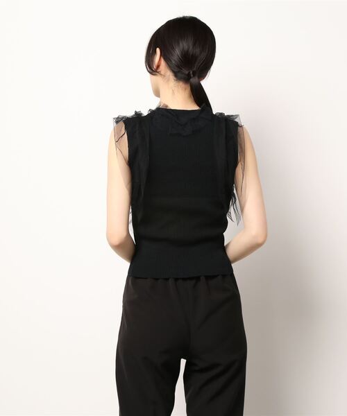 Jasmine Grandiflorum(ジャスミングランディフローラム)の「【Jasmine】チュールドッキングVネックニットトップス (SS)(シャツ/ブラウス・レディース・ピンク/オフホワイト/ホワイト/ブラック/ベージュ・FREE)」の12枚目の写真