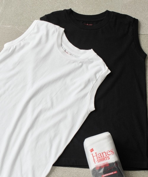 HANES(ヘインズ)の「【Hanes】2P Japan Fit for HER スリーブレスTシャツ タンクトップ コットンカットソーHW5327(Tシャツ/カットソー・メンズ・グレー/マルチ・L/M)」の1枚目の写真