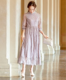 Kana（カナ）の「フラワーレース スタンドカラー ワンピース パーティー ドレス 結婚式 お呼ばれ オケージョン（ドレス・レディース）」