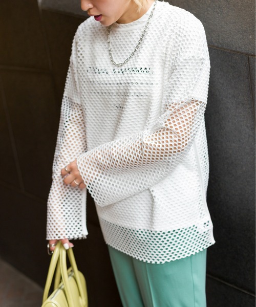 SpRay(スプレイ)の「フィッシュネット(Tシャツ/カットソー・レディース・ブラック/オフホワイト/オレンジ/グリーン/ライトパープル・FREE)」の15枚目の写真