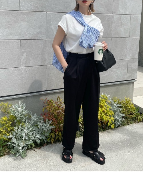 y/m by misato(イムバイミサト)の「コットンモックネックTシャツ(Tシャツ/カットソー・レディース・ホワイト/ブラック/ダークグレー・FREE)」の10枚目の写真