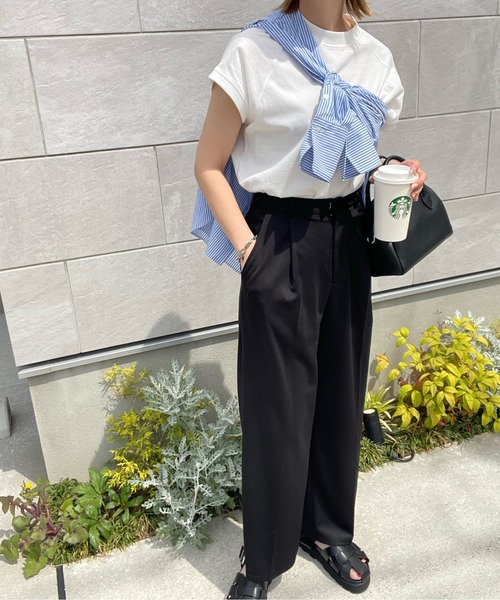 y/m by misato(イムバイミサト)の「コットンモックネックTシャツ(Tシャツ/カットソー・レディース・ホワイト/ブラック/ダークグレー・FREE)」の8枚目の写真