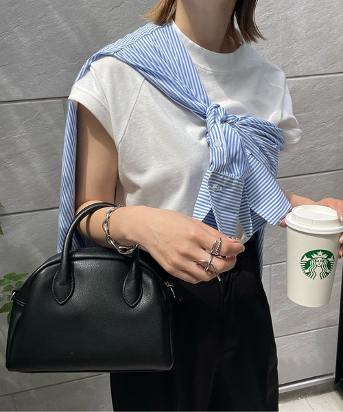 y/m by misato(イムバイミサト)の「コットンモックネックTシャツ(Tシャツ/カットソー・レディース・ホワイト/ブラック/ダークグレー・FREE)」の7枚目の写真