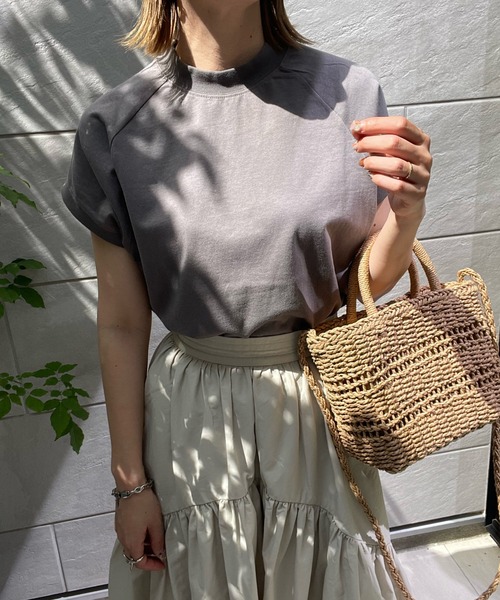 y/m by misato(イムバイミサト)の「コットンモックネックTシャツ(Tシャツ/カットソー・レディース・ホワイト/ブラック/ダークグレー・FREE)」の20枚目の写真