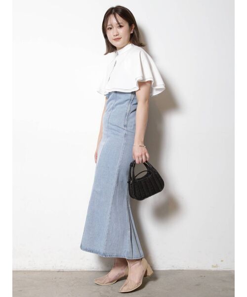 COTORICA（コトリカ）の「デニム/ツイルマーメイドワンピース（ワンピース・レディース・アイボリー/インディゴブルー/ライトブルー・FREE）」の7枚目の写真