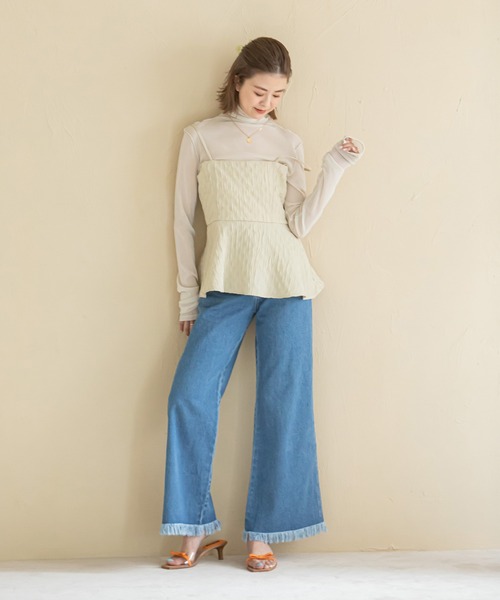 U by SPICK&SPAN(ユーバイスピックアンドスパン)の「ジャガードキャミ(キャミソール・レディース・ベージュ/ブラック・FREE)」の8枚目の写真