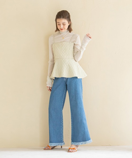 U by SPICK&SPAN(ユーバイスピックアンドスパン)の「ジャガードキャミ(キャミソール・レディース・ベージュ/ブラック・FREE)」の9枚目の写真
