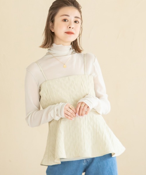 U by SPICK&SPAN(ユーバイスピックアンドスパン)の「ジャガードキャミ(キャミソール・レディース・ベージュ/ブラック・FREE)」の3枚目の写真