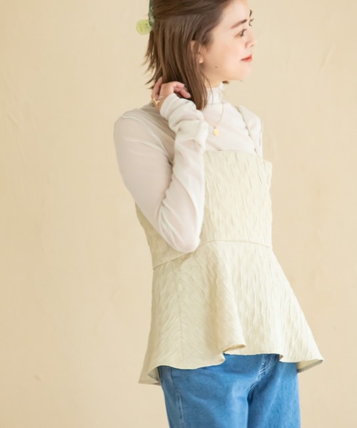 U by SPICK&SPAN(ユーバイスピックアンドスパン)の「ジャガードキャミ(キャミソール・レディース・ベージュ/ブラック・FREE)」の5枚目の写真