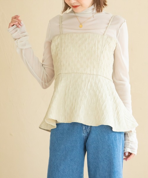 U by SPICK&SPAN(ユーバイスピックアンドスパン)の「ジャガードキャミ(キャミソール・レディース・ベージュ/ブラック・FREE)」の7枚目の写真