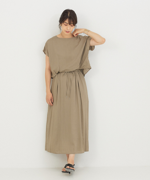 abahouse mavie（アバハウスマヴィ）の「レーヨンリネンワンピース（ワンピース・レディース・ブラック/ベージュ/イエロー/ダークオレンジ・フリー）」の3枚目の写真