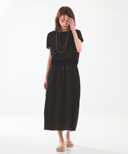 abahouse mavie（アバハウスマヴィ）の「レーヨンリネンワンピース（ワンピース・レディース・ブラック/ベージュ/イエロー/ダークオレンジ・フリー）」の2枚目の写真