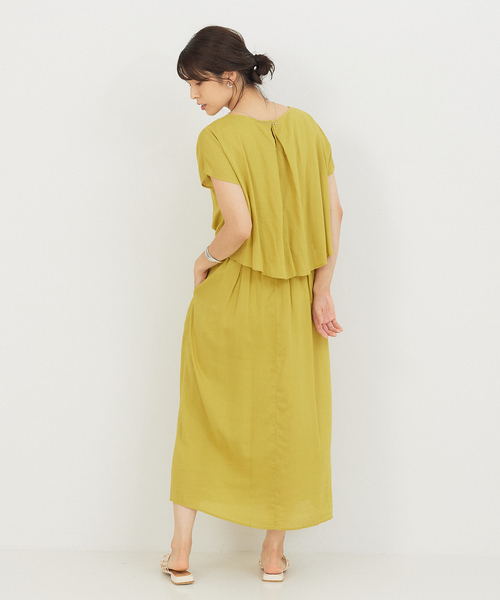 abahouse mavie（アバハウスマヴィ）の「レーヨンリネンワンピース（ワンピース・レディース・ブラック/ベージュ/イエロー/ダークオレンジ・フリー）」の6枚目の写真