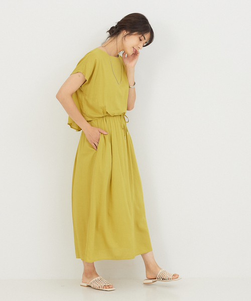 abahouse mavie（アバハウスマヴィ）の「レーヨンリネンワンピース（ワンピース・レディース・ブラック/ベージュ/イエロー/ダークオレンジ・フリー）」の13枚目の写真