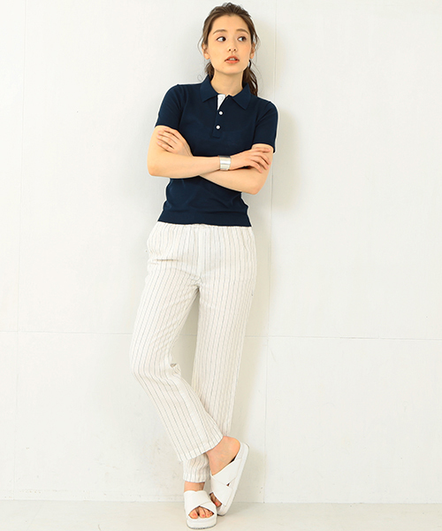 Demi-Luxe BEAMS（デミルクス ビームス）の「Demi-Luxe BEAMS / リネン ストライプ パンツ（その他パンツ・レディース・ホワイト/ネイビー・36/38/40）」の15枚目の写真