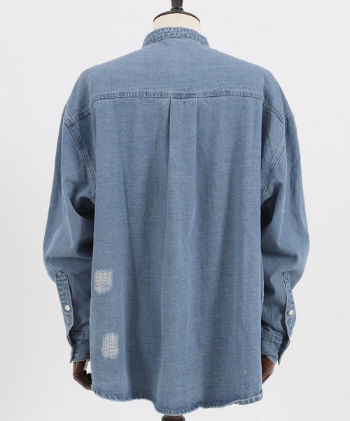 CAMBIO(カンビオ)の「ms5058-Band collar Damag Denim Shirts シャツ(シャツ/ブラウス・メンズ・ブラック/ライトインディゴブルー/ダークインディゴブルー・M/S/L)」の20枚目の写真