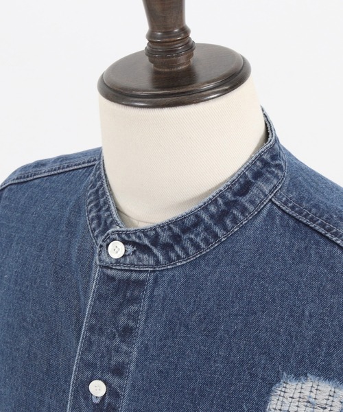 CAMBIO(カンビオ)の「ms5058-Band collar Damag Denim Shirts シャツ(シャツ/ブラウス・メンズ・ブラック/ライトインディゴブルー/ダークインディゴブルー・M/S/L)」の17枚目の写真