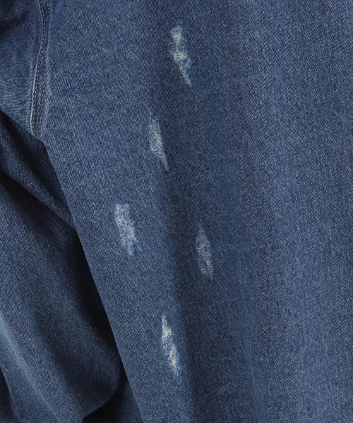 CAMBIO(カンビオ)の「ms5058-Band collar Damag Denim Shirts シャツ(シャツ/ブラウス・メンズ・ブラック/ライトインディゴブルー/ダークインディゴブルー・M/S/L)」の7枚目の写真