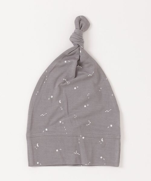 Quincy Mae（クインシーメイ）の「KNOTTED BABY HAT（ニットキャップ/ビーニー・キッズ・ベージュ/ダークインディゴブルー・0-6M）」の2枚目の写真