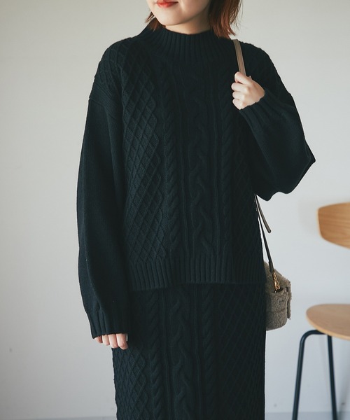 un dix cors（アンディコール）の「時短アイテム　アラン柄セットアップ（セットアップ・レディース・ブラック/グリーン/ブラウン/ベージュ・FREE）」の11枚目の写真