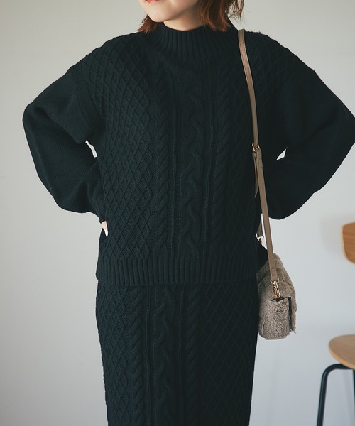 un dix cors（アンディコール）の「時短アイテム　アラン柄セットアップ（セットアップ・レディース・ブラック/グリーン/ブラウン/ベージュ・FREE）」の6枚目の写真