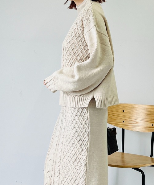 un dix cors（アンディコール）の「時短アイテム　アラン柄セットアップ（セットアップ・レディース・ブラック/グリーン/ブラウン/ベージュ・FREE）」の20枚目の写真