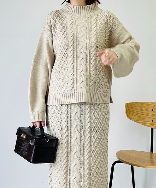 un dix cors（アンディコール）の「時短アイテム　アラン柄セットアップ（セットアップ・レディース・ブラック/グリーン/ブラウン/ベージュ・FREE）」の19枚目の写真