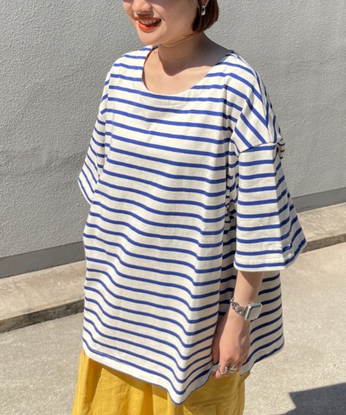 CPCM（シーピーシーエム）の「ボートネックボーダーT（Tシャツ/カットソー・メンズ・ホワイト/サックスブルー/グリーン・MEDIUM/LARGE）」の8枚目の写真