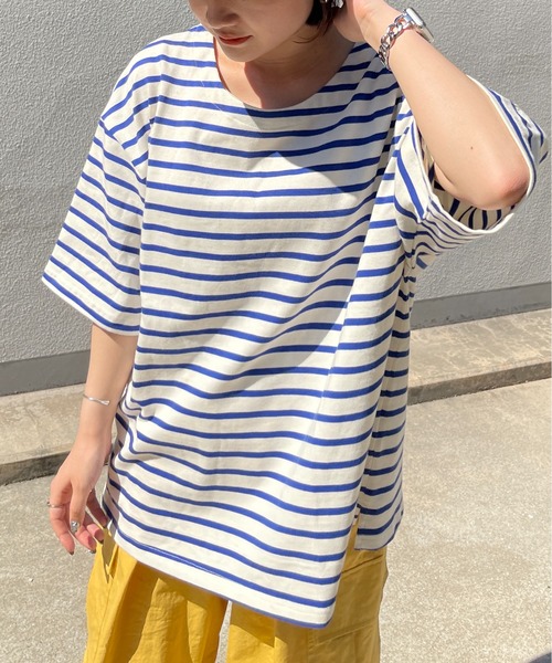 CPCM（シーピーシーエム）の「ボートネックボーダーT（Tシャツ/カットソー・メンズ・ホワイト/サックスブルー/グリーン・MEDIUM/LARGE）」の12枚目の写真