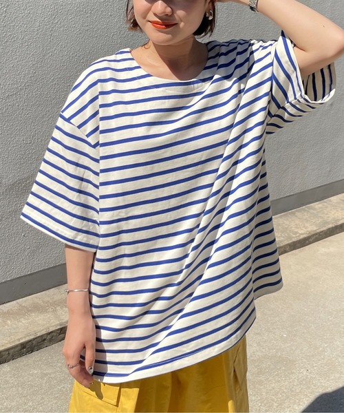 CPCM（シーピーシーエム）の「ボートネックボーダーT（Tシャツ/カットソー・メンズ・ホワイト/サックスブルー/グリーン・MEDIUM/LARGE）」の5枚目の写真