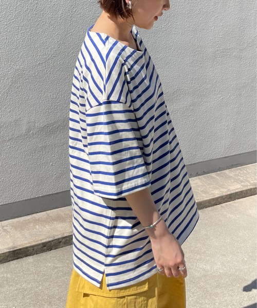 CPCM（シーピーシーエム）の「ボートネックボーダーT（Tシャツ/カットソー・メンズ・ホワイト/サックスブルー/グリーン・MEDIUM/LARGE）」の16枚目の写真