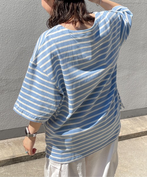 CPCM（シーピーシーエム）の「ボートネックボーダーT（Tシャツ/カットソー・メンズ・ホワイト/サックスブルー/グリーン・MEDIUM/LARGE）」の6枚目の写真