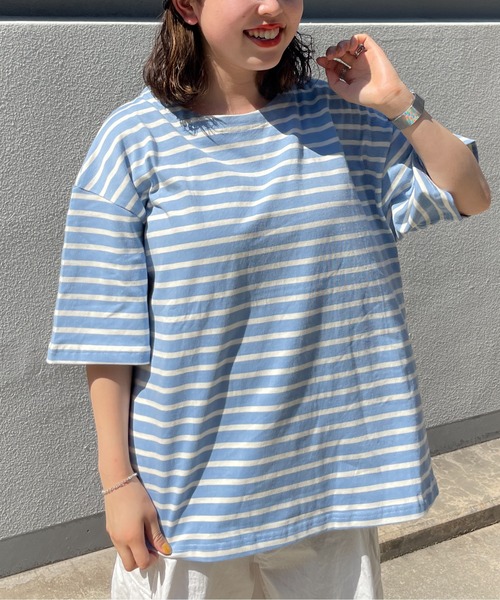 CPCM（シーピーシーエム）の「ボートネックボーダーT（Tシャツ/カットソー・メンズ・ホワイト/サックスブルー/グリーン・MEDIUM/LARGE）」の17枚目の写真