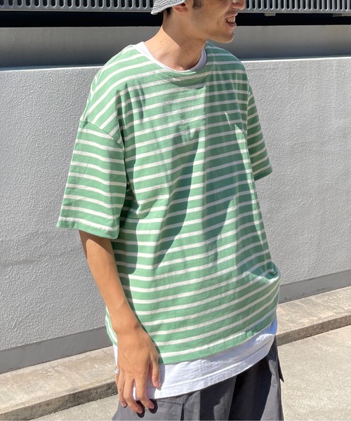 CPCM（シーピーシーエム）の「ボートネックボーダーT（Tシャツ/カットソー・メンズ・ホワイト/サックスブルー/グリーン・MEDIUM/LARGE）」の11枚目の写真