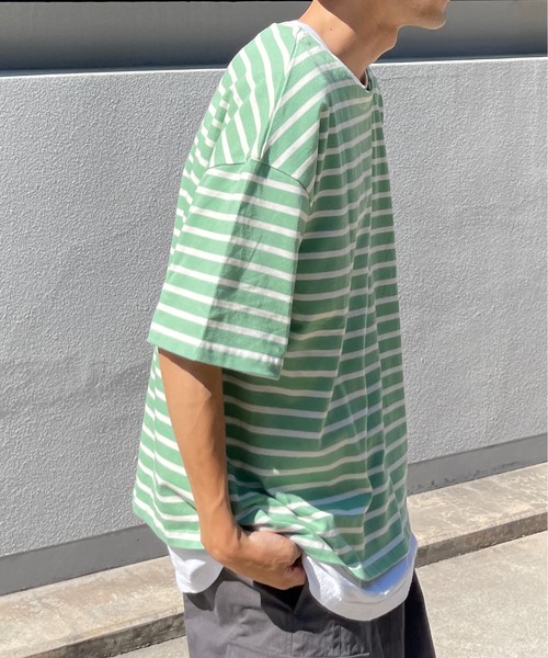 CPCM（シーピーシーエム）の「ボートネックボーダーT（Tシャツ/カットソー・メンズ・ホワイト/サックスブルー/グリーン・MEDIUM/LARGE）」の7枚目の写真