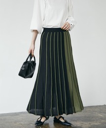 CRAFT STANDARD BOUTIQUE | 配色プリーツニットスカート　＊◆(スカート)