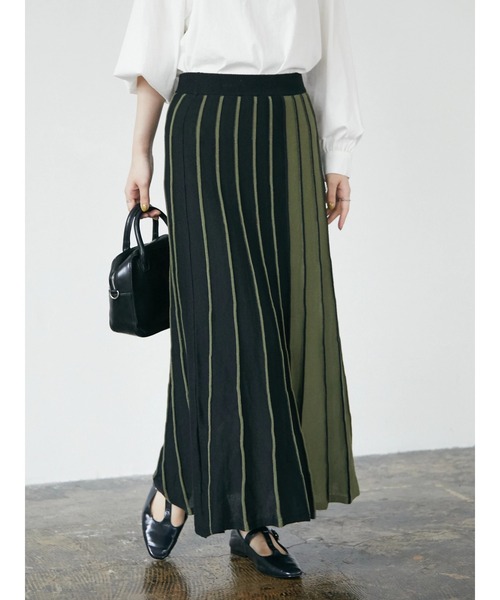 CRAFT STANDARD BOUTIQUE(クラフトスタンダードブティック)の「配色プリーツニットスカート *◆(スカート・レディース・ブラック/ブラウン・M/L)」の4枚目の写真