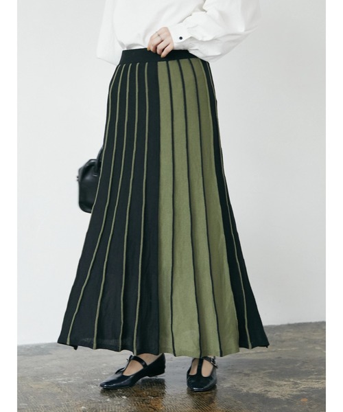 CRAFT STANDARD BOUTIQUE(クラフトスタンダードブティック)の「配色プリーツニットスカート *◆(スカート・レディース・ブラック/ブラウン・M/L)」の6枚目の写真