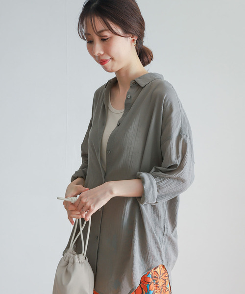 URBAN RESEARCH DOORS(アーバンリサーチドアーズ)の「ヨウリュウロングシャツ(シャツ/ブラウス・レディース・グレー/ベージュ系その他/チャコールグレー・MEDIUM)」の16枚目の写真