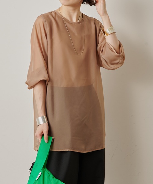 Omekashi（オメカシ）の「シアーレイヤードプルオーバー（シャツ/ブラウス・レディース・アイボリー/モカ/ブラック・FREE）」の14枚目の写真